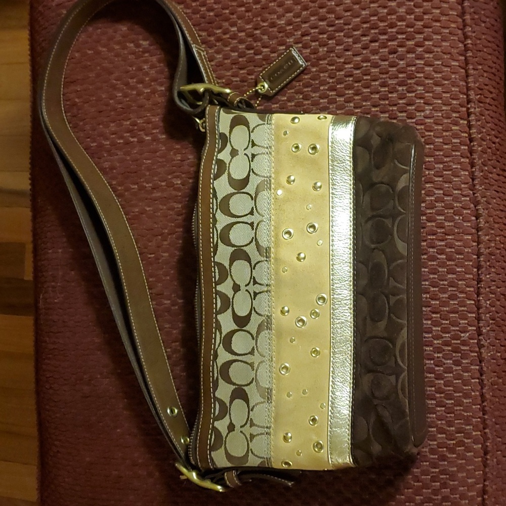 Coach Leather Suede Signature Crossbody Shoulder Bag Purse Vintage J0820-F13078